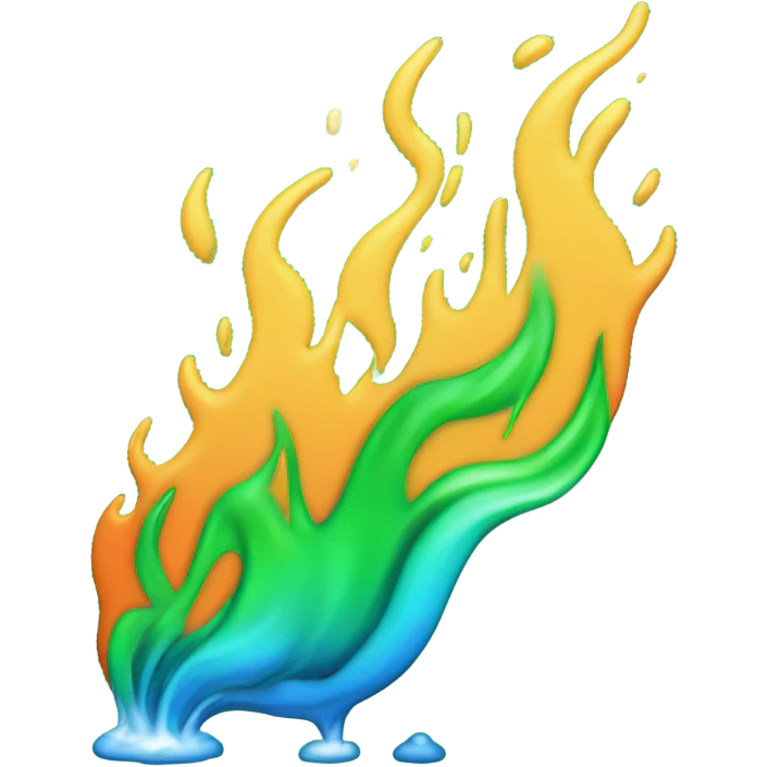 Green fire putting itself out with water emoji