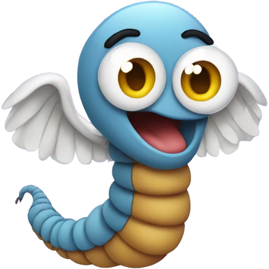 Worm with wings wearing coat emoji