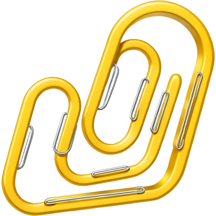 The emoji is a yellow paperclip positioned diagonally, with its two main loops clearly visible, suggesting the function of an attachment or a hyperlink. emoji