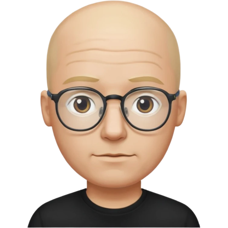 bald blonde man with eyeglasses with black shirt emoji