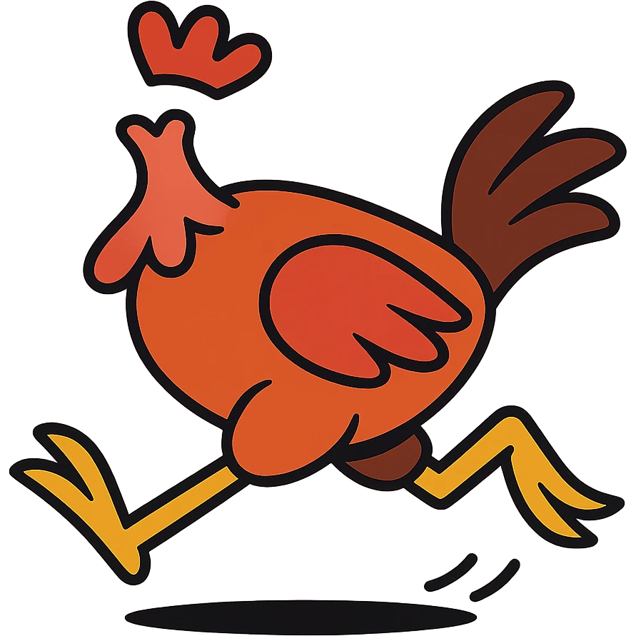 headless chicken running, cartoon style emoji