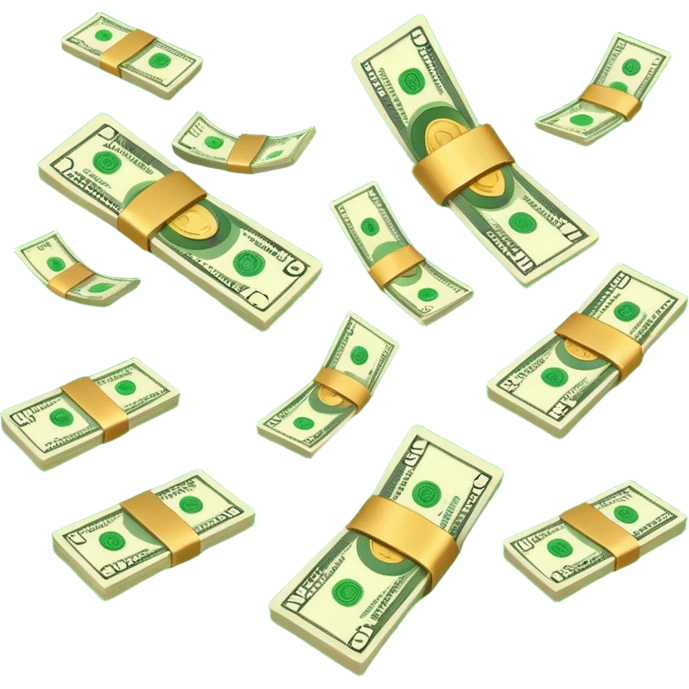 Add more cash flying around, bundles of US dollars, casino winnings vibe, lucky flight, jackpot feeling emoji