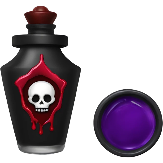 a stylish potion bottle with blood and a gothic lid, perfect for a vampire girl theme." emoji