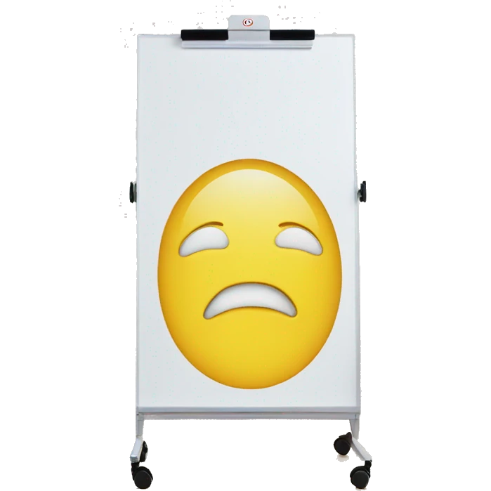 Portrait whiteboard on stand with wheels emoji
