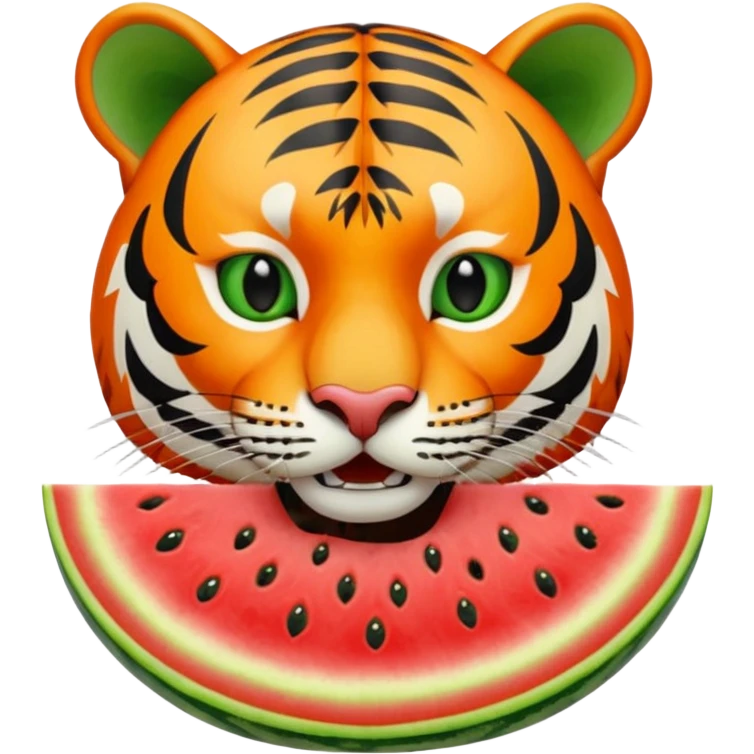 tiger eating a slice of watermelon emoji
