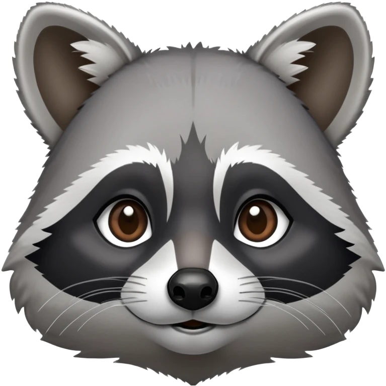 Cinematic-Noble-Raccoon-Portrait-Emoji – Poised and confident, with a sturdy build and a beautifully textured fur of silver-grey accented by dark black facial markings, deep-set, intelligent brown eyes, simplified yet sharp and sophisticated. emoji