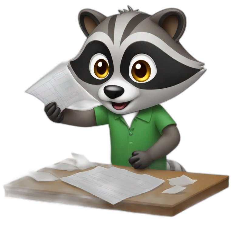 racoon sorting documents emoji