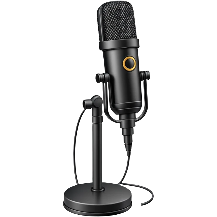 cardioid podcast microphone, with its base emoji
