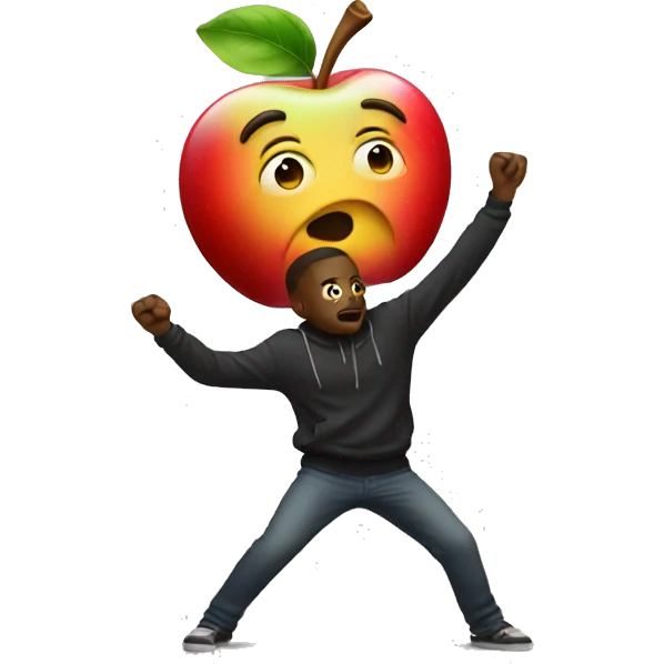 Apple emoji doing the dab emoji