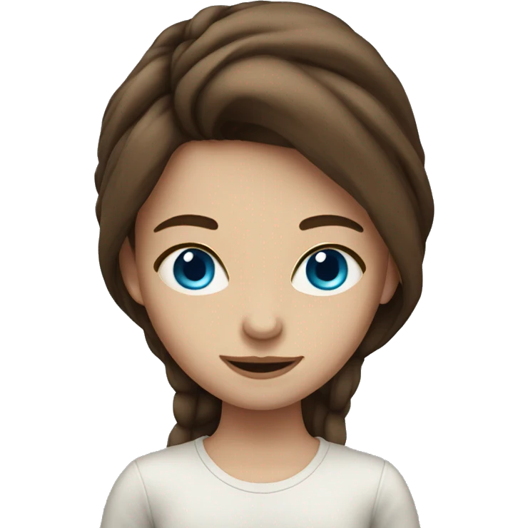 girl with extremely long brown hair, blue eyes emoji