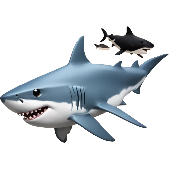 Shark flying with a cow on its back emoji