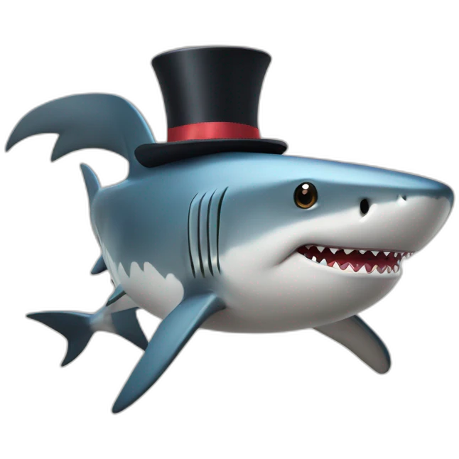 Shark with a top hat emoji