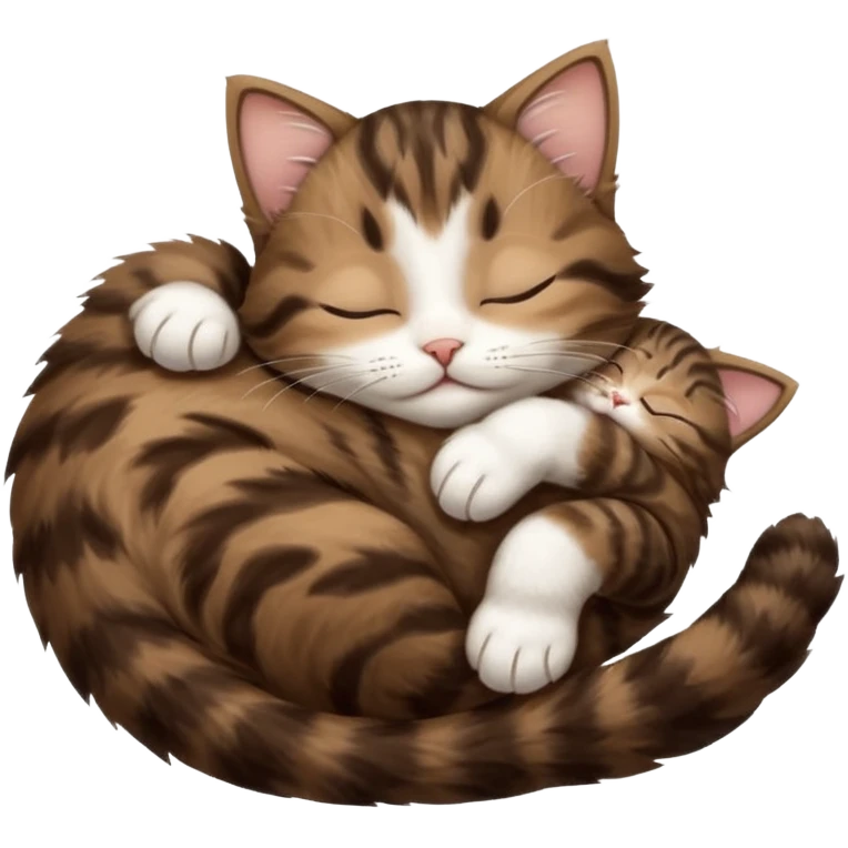 dark brown tabby and white kitten sleeping upside down on its back emoji