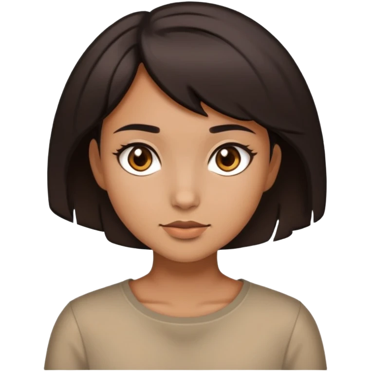 Tan girl with dark short hair and dark brown eyes  emoji