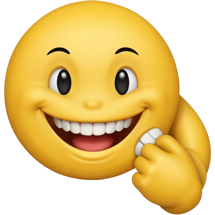 Smiley face biting an arm emoji