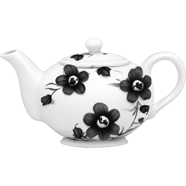 Porcelain tea set with black flowers  emoji