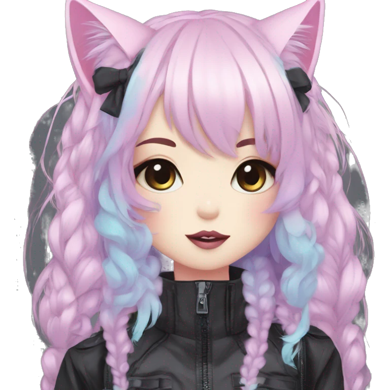 Edgy Kawaii Cute Cool Pastel Cartoon Beautiful Elegant Pretty Anime Punk Techwear Gothic Catgirl emoji