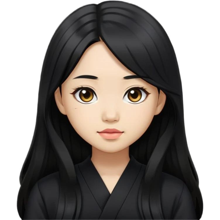 Japanese girl light skin long black hair black blouse  emoji
