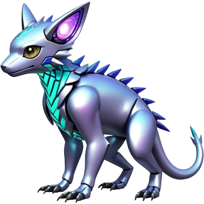  exotic shiny futuristic modern cyber-Fakémon-Digimon-Trico-creature emoji