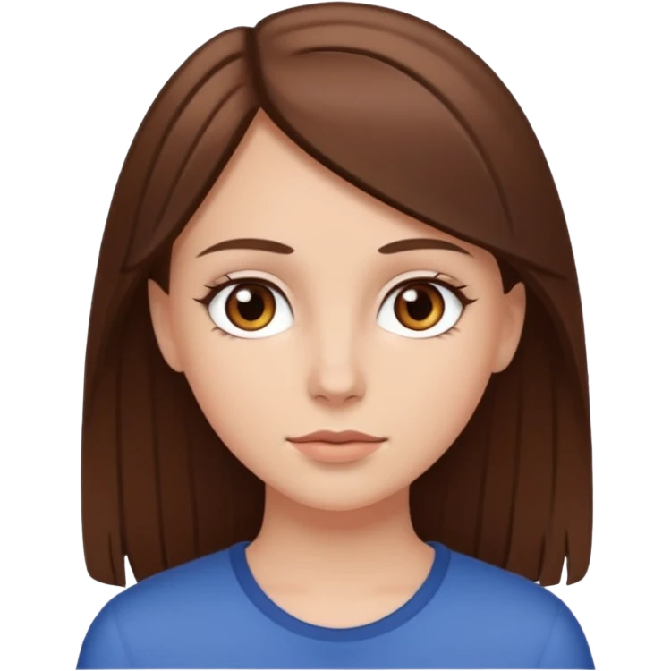 garota branca com o cabelo liso castanho e olhos castanhos emoji