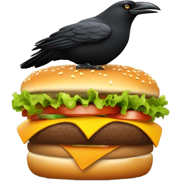 Hamburger wearing a crow  emoji