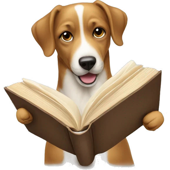 Un chien qui mange un livre emoji