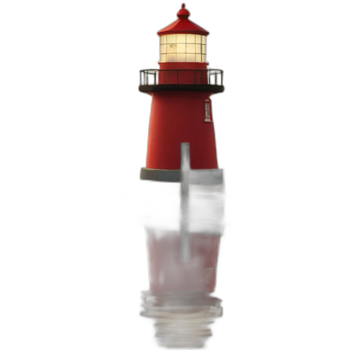 Red Lighthouse on end of pier along lake emoji