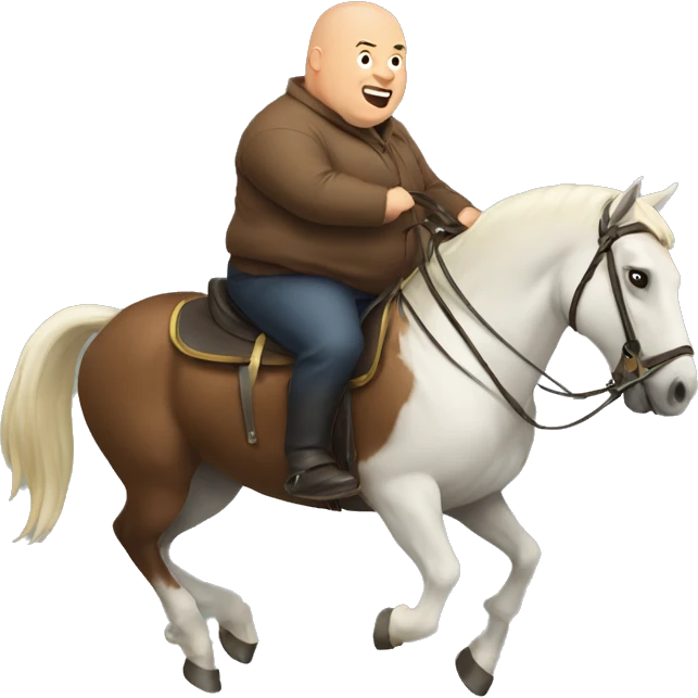 fat bald man riding a horse emoji