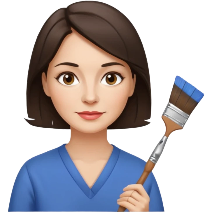 FEMME 45 ANS ET PLUS BRUNE ARTISTE PEINTRE AVEC UN PINCEAU emoji