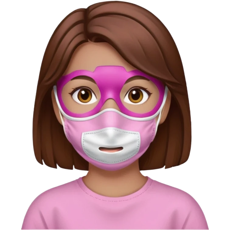 girl with a pink facemask emoji