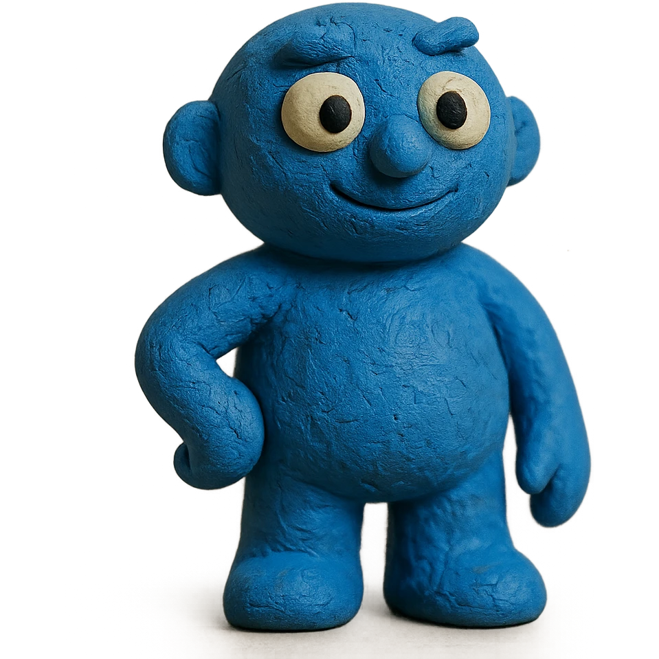 blue character with detailed textures, cute and whimsical emoji