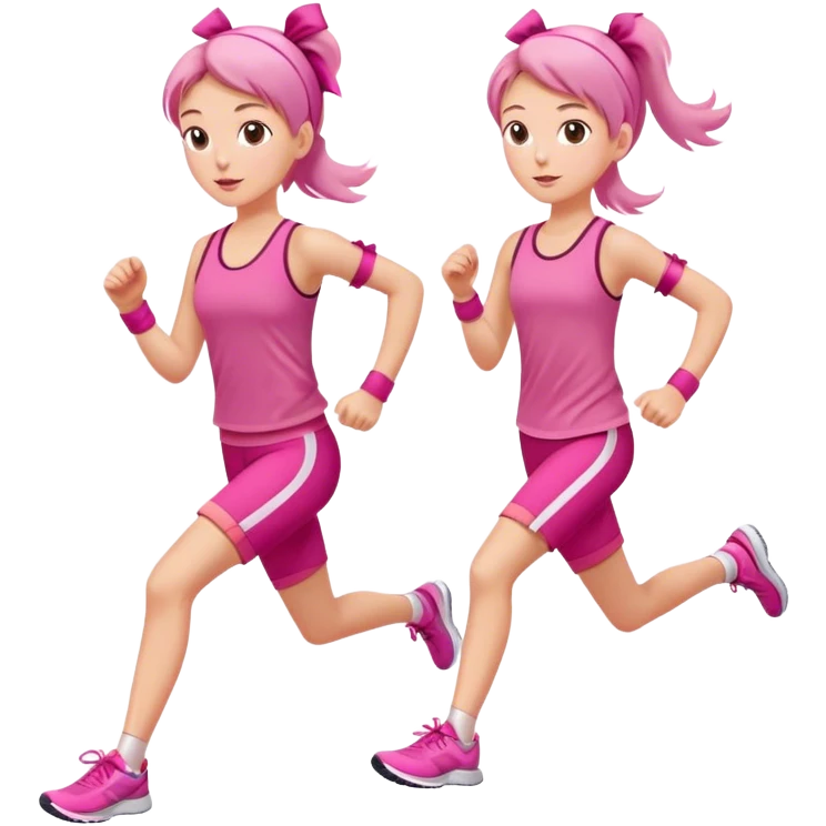Girl with pink clothes and ribbon hair jogging emoji