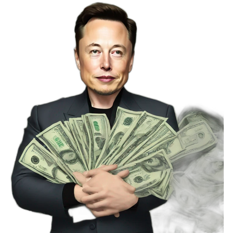 ELON MUSK WITH DOLLARS IS HIS HANDS emoji