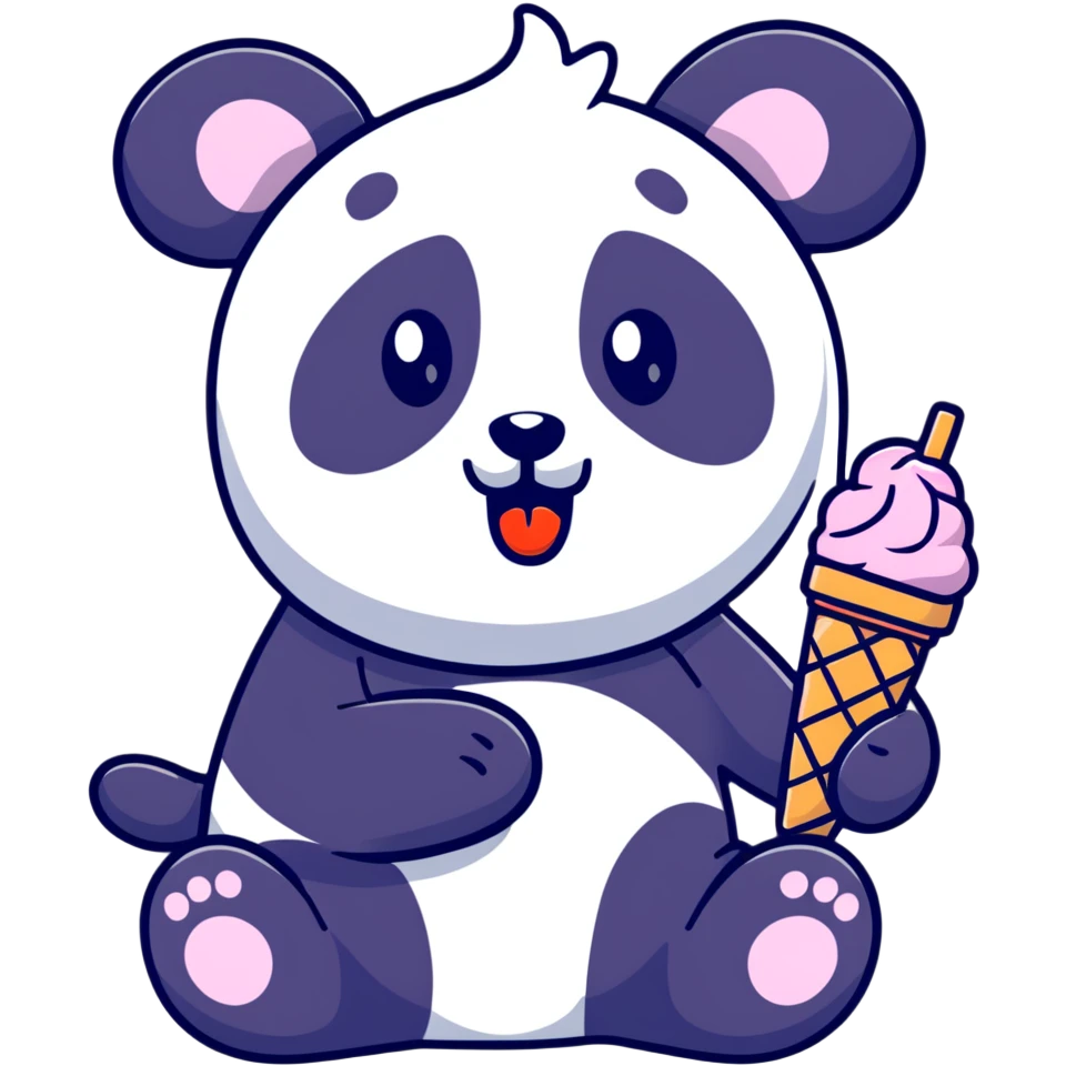 Panda eating ice cream emoji