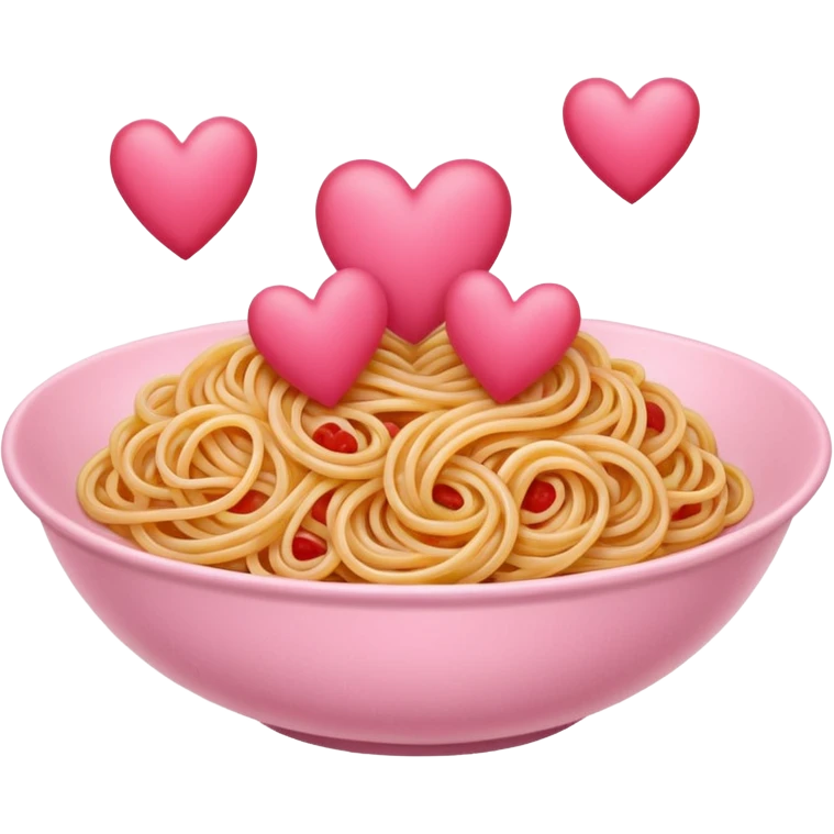 Spaghetti shaped like hearts with no plate, make the spaghetti pink emoji