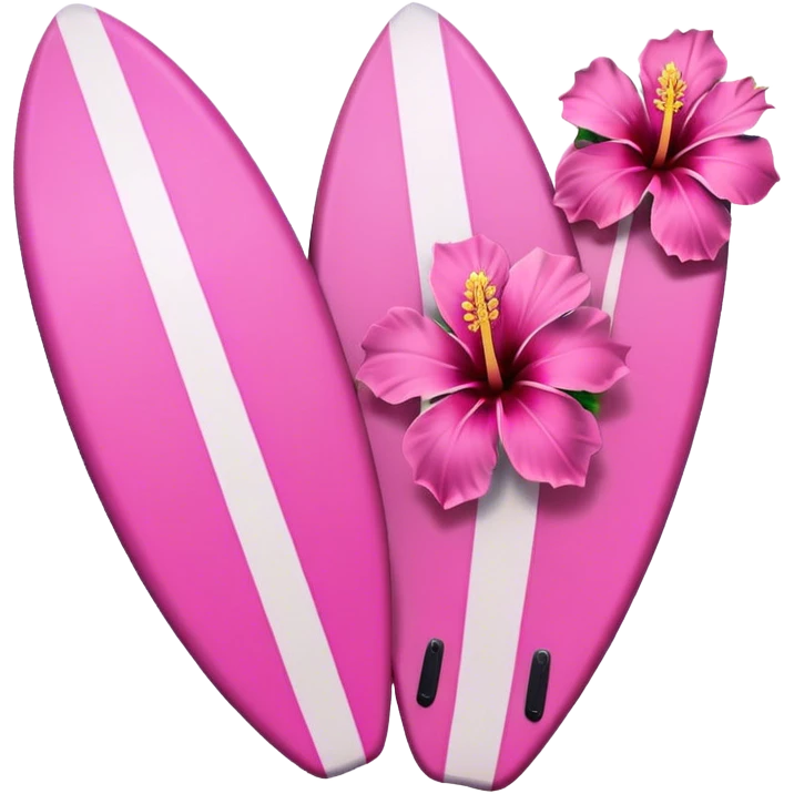 pink surf board with hibiscus  emoji