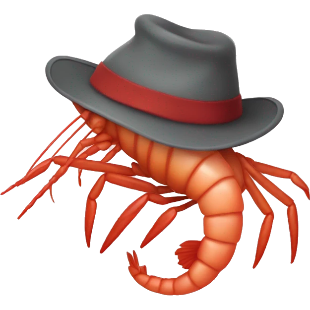 a shrimp in a hat emoji