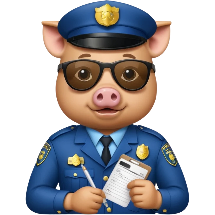 pig Police writing ticket with sunglasses on emoji