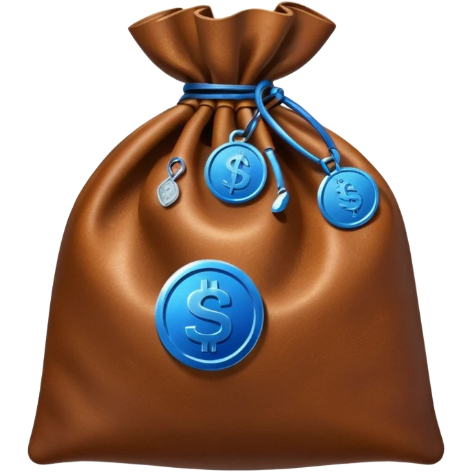 brown money bag with a blue coin  emoji