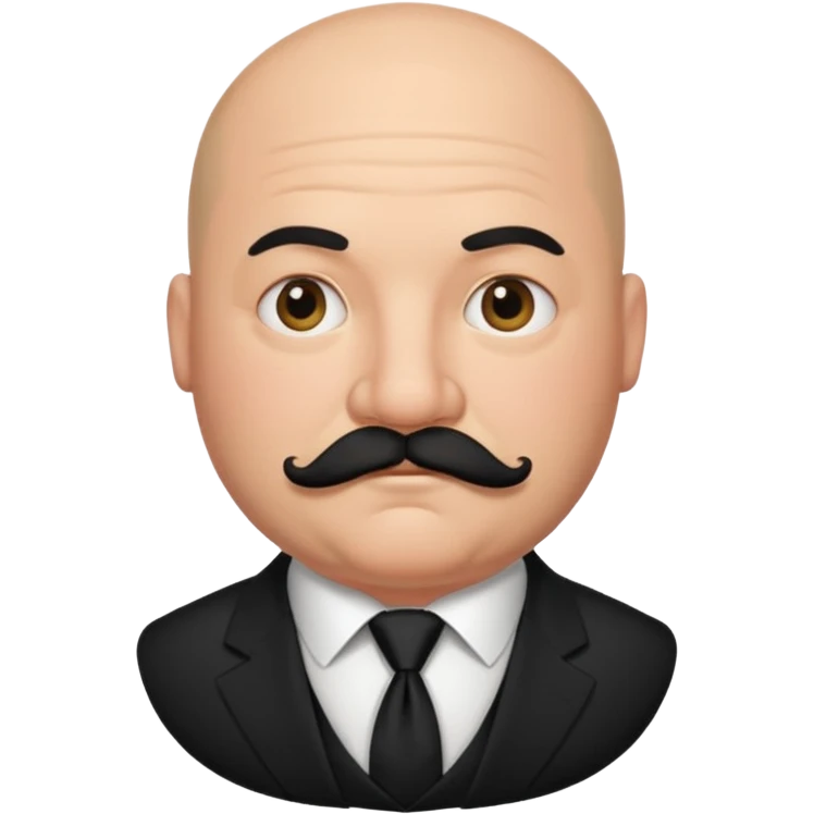 fat Bald guy with thick black mustache & tie emoji