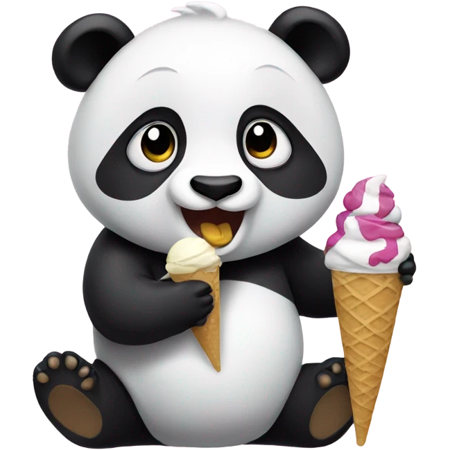 Panda eating ice cream emoji