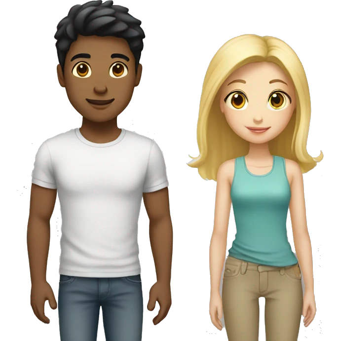 👫 but both girl and boy are tall, girl has black hair, boy is blonde emoji