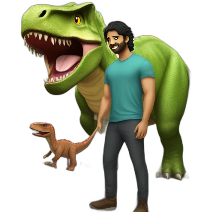 Prabhas with dinosaur emoji