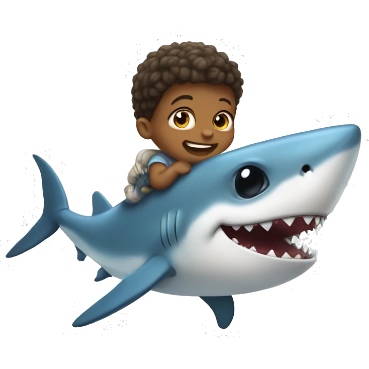 Cute baby riding a shark emoji