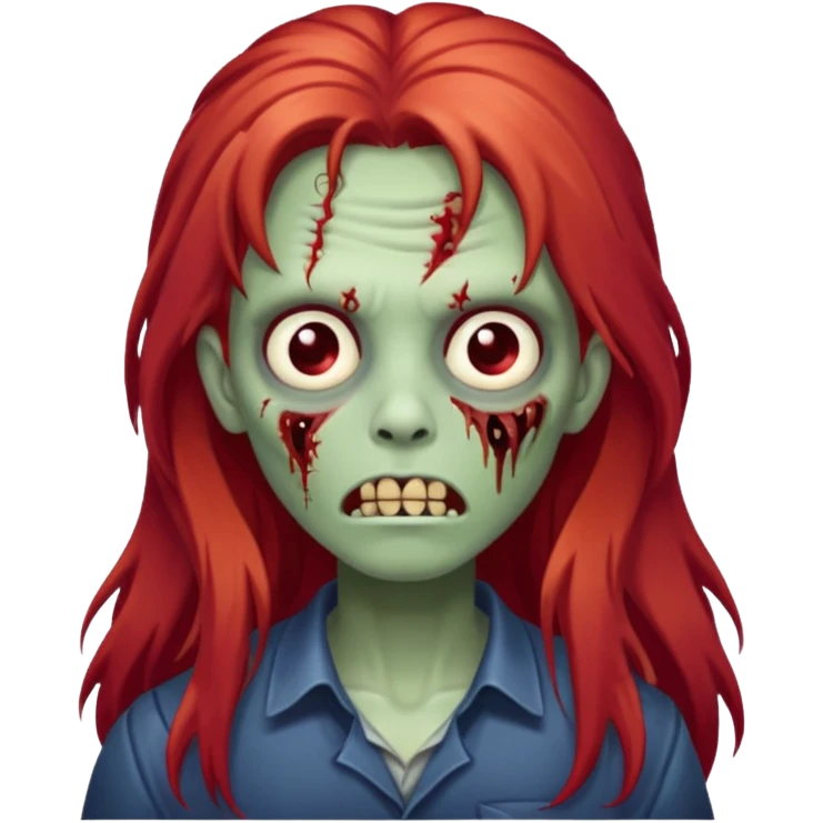 Franja cabelo ruivo comprido zombie fofo emoji
