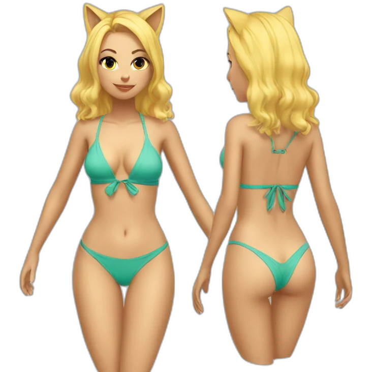 hot catgirl blonde swim suit emoji