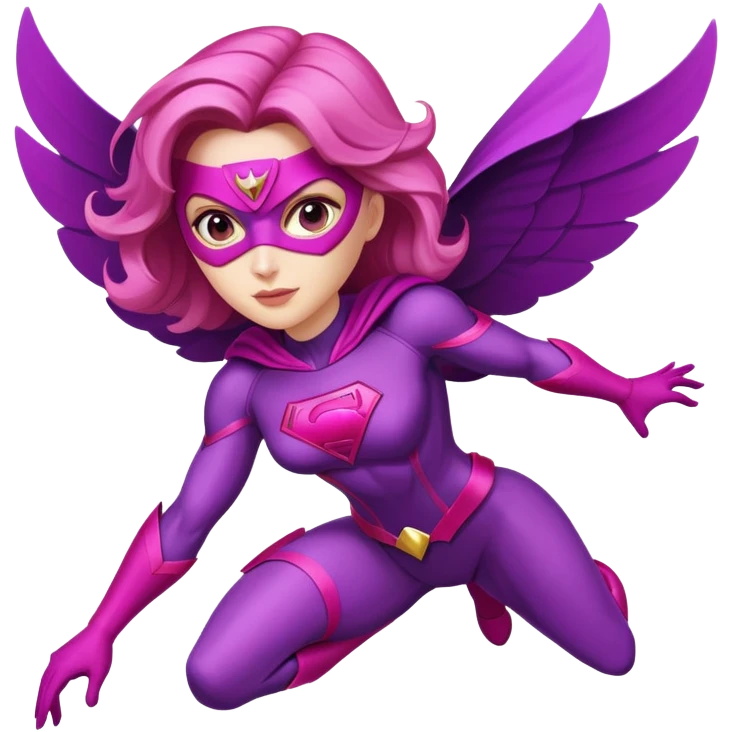 pink violet woman superhero flying emoji