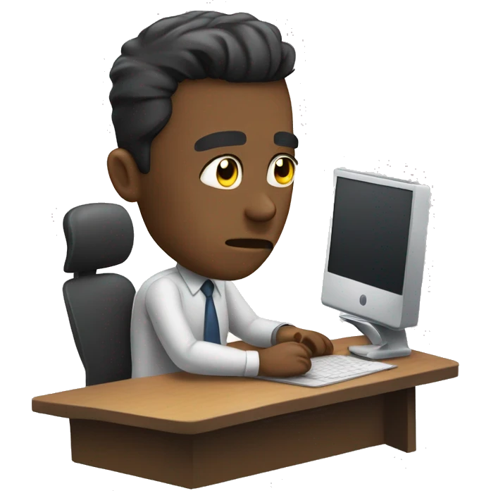 working very hard in forn of desk  emoji