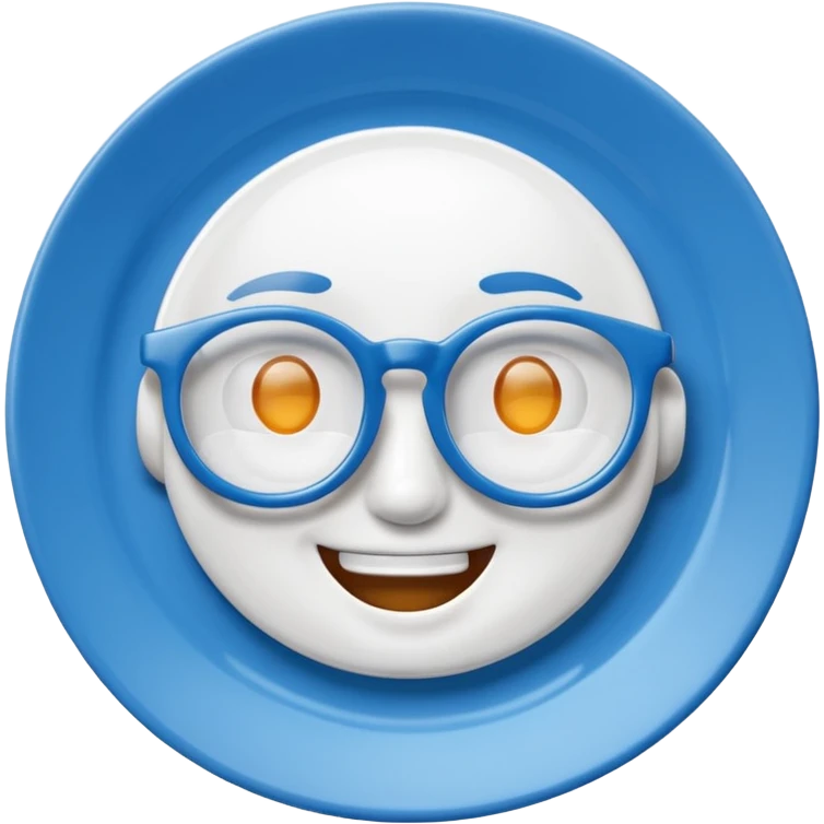talking plate blue with glassess emoji
