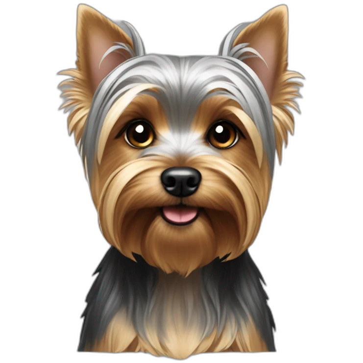 yorkshire terrier one ear up and one ear down silver head emoji